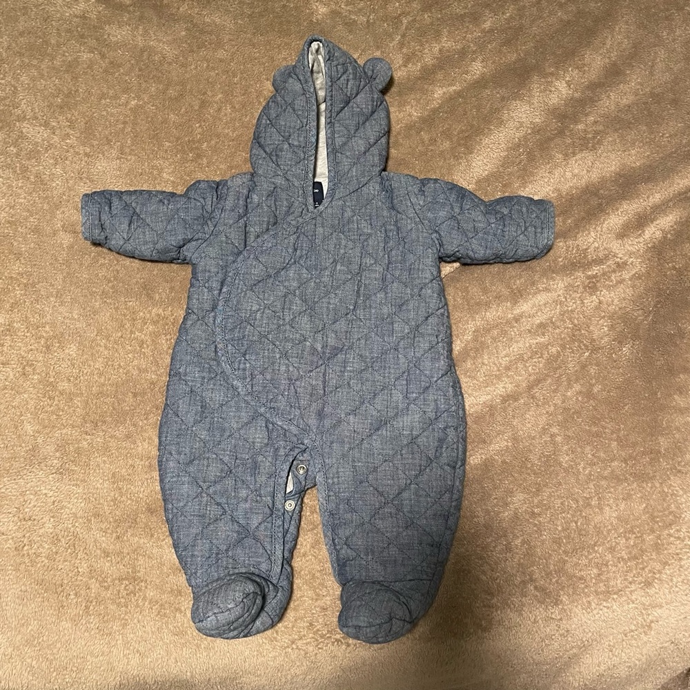 Baby Gap Quilted Chambray Bear One-Piece (Denim)